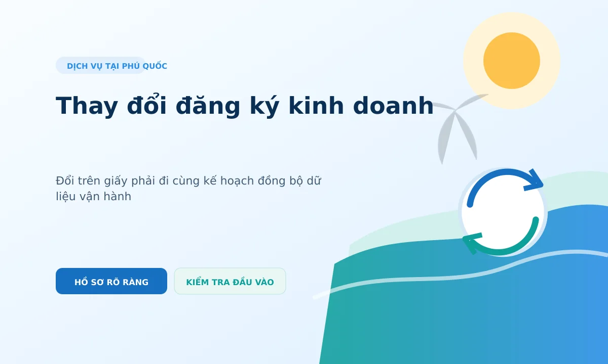 Minh họa thay đổi đăng ký kinh doanh và đồng bộ thông tin doanh nghiệp