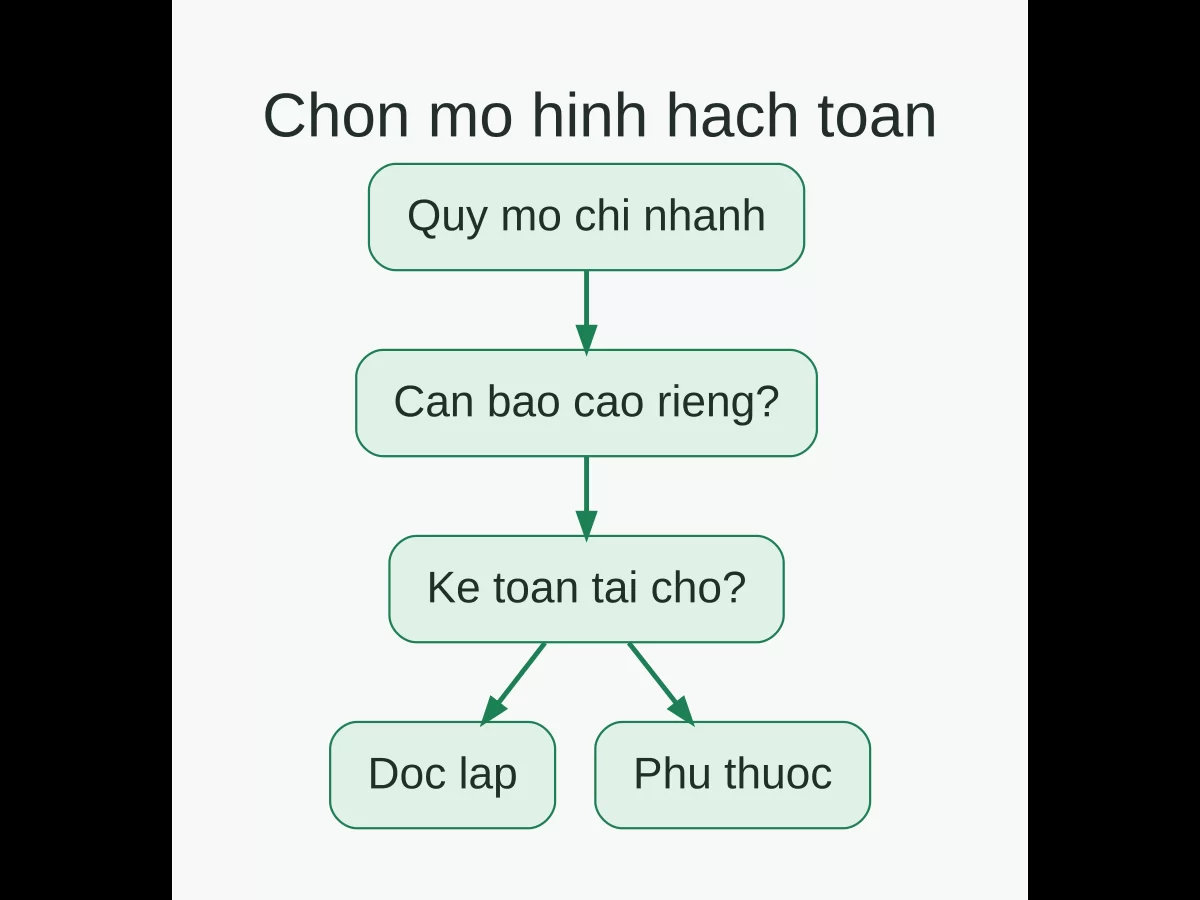 Checklist chọn chi nhánh hạch toán độc lập hay phụ thuộc theo quy mô, nhu cầu báo cáo và tổ chức kế toán